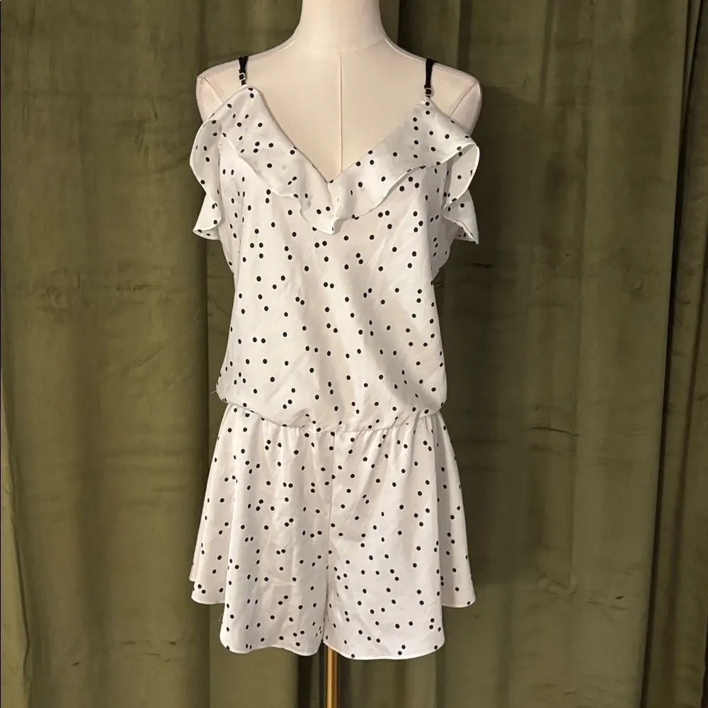 Kate Spade White and Black Polka Dot romper, XL